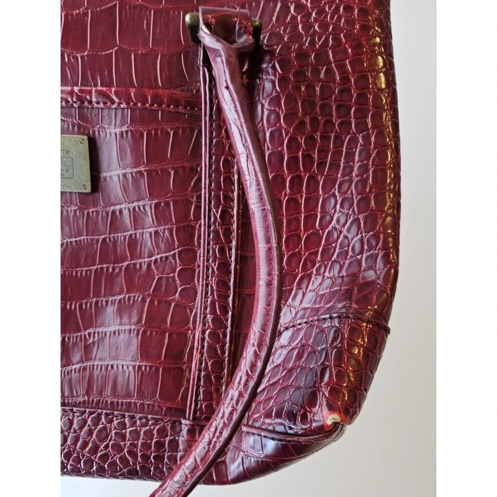 Liz Claiborne‎ Structured Work Tote Red Croc Embossed Shoulder Bag